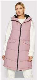 4F Μακρύ Γυναικείο Αμάνικο Puffer Μπουφάν για Χειμώνα Ροζ από το MybrandShoes