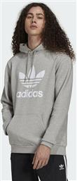 Adidas Adicolor Classics Trefoil Ανδρικό Φούτερ με Κουκούλα και Τσέπες Fleece Heather Grey
