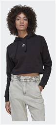 Adidas Adicolor Essentials Cropped Γυναικείο Φούτερ με Κουκούλα Μαύρο