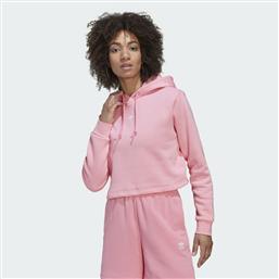 Adidas Adicolor Essentials Cropped Γυναικείο Φούτερ με Κουκούλα Ροζ