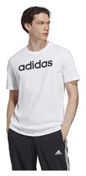 Adidas Essentials Single Jersey Linear Embroidered Αθλητικό Ανδρικό T-shirt Λευκό με Λογότυπο