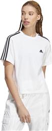 Adidas Γυναικείο Αθλητικό Crop Top Κοντομάνικο Λευκό Λευκό