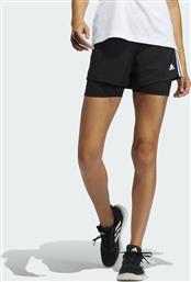 Adidas Pacer 3-Stripes Αθλητικό Γυναικείο Σορτς Μαύρο