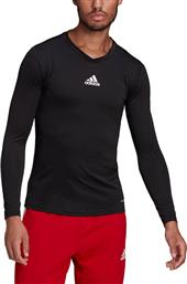 Adidas Team Base Ανδρική Αθλητική Μπλούζα Μακρυμάνικη με Λαιμόκοψη Τύπου V Μαύρη