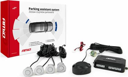 AMiO Σύστημα Παρκαρίσματος Αυτοκινήτου με Buzzer και 4 Αισθητήρες 22mm σε Ασημί Χρώμα από το Plus4u