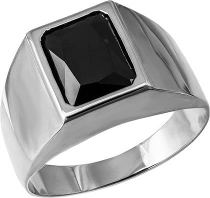 Ανδρικό λευκόχρυσο δαχτυλίδι Κ14 με ορθογώνιο ζιργκόν 035656 035656 Χρυσός 14 Καράτια από το Kosmima24