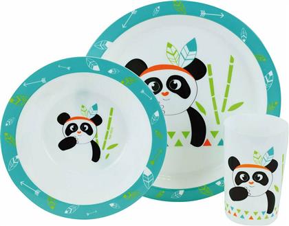 Ango Σετ Φαγητού ''Indian Panda'' από Πλαστικό Γαλάζιο 3τμχ για 6+ μηνών