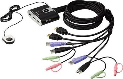 Aten 2-Port USB HDMI/Audio Cable KVM Switch with Remote Port Selector