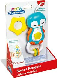 Baby Clementoni Κρεμαστό Παιχνίδι Κούνιας και Καροτσιού με Μουσική Ηλεκτρονικός Πιγκουίνος για 3+ Μηνών