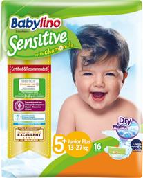 Babylino Sensitive With Chamomile Πάνες με Αυτοκόλλητο No. 5+ για 13-27kg 16τμχ από το Pharm24