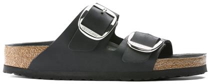 Birkenstock Arizona Big Buckle Oiled Leather Δερμάτινα Γυναικεία Σανδάλια σε Μαύρο Χρώμα από το MyShoe