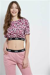 BodyTalk Γυναικείο Crop Top Κοντομάνικο Καλοκαιρινό Animal Print Ροζ από το Plus4u