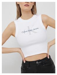 Calvin Klein Γυναικείο Crop Top Αμάνικο Καλοκαιρινό Λευκό