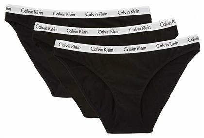 Calvin Klein Βαμβακερά Γυναικεία Slip 3Pack Μαύρα