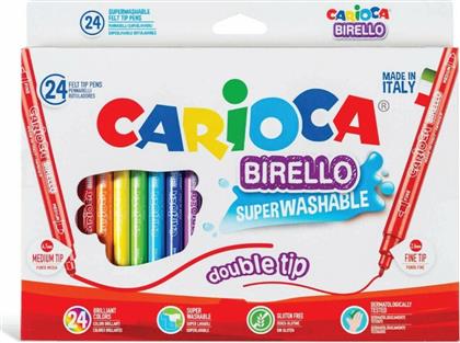 Carioca Birello Double Tip Πλενόμενοι Μαρκαδόροι Ζωγραφικής Λεπτοί με Διπλή Μύτη σε 24 Χρώματα