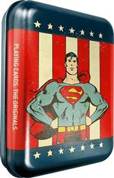 Cartamundi DC Comics Συλλεκτική Τράπουλα Superman Πλαστικοποιημένη σε Μεταλλικό Κουτί από το GreekBooks