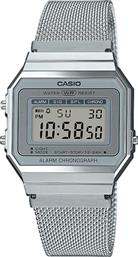 Casio Collection Silver Stainless Ψηφιακό Ρολόι Χρονογράφος με Ασημί Μεταλλικό Μπρασελέ από το Modivo