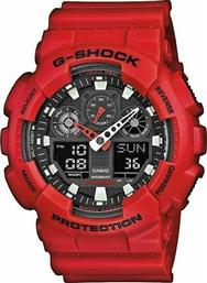 Casio G-Shock Αναλογικό/Ψηφιακό Ρολόι Χρονογράφος Μπαταρίας με Κόκκινο Καουτσούκ Λουράκι από το Modivo