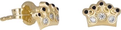 Χρυσά σκουλαρίκια Κ14 κορώνες με ζιργκόν πέτρες 030804 030804 Χρυσός 14 Καράτια από το Kosmima24