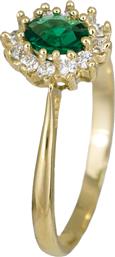 Χρυσό 14Κ γυναικείο δαχτυλίδι πράσινη ροζέτα 024626 024626 Χρυσός 14 Καράτια
