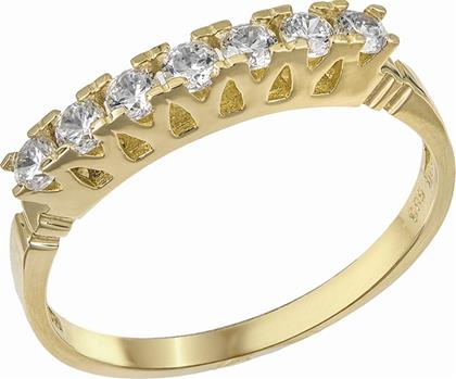 Χρυσό δαχτυλίδι Κ14 σειρέ με ζιργκόν πέτρες 030466 030466 Χρυσός 14 Καράτια από το Kosmima24