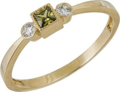 Χρυσό δαχτυλίδι με olive green ζιργκόν Κ14 039202 039202 Χρυσός 14 Καράτια