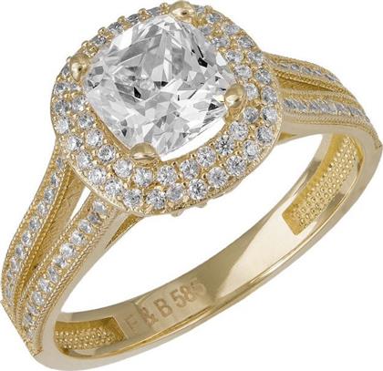 Χρυσό γυναικείο δαχτυλίδι Κ14 ροζέτα με ζιργκόν 035952 035952 Χρυσός 14 Καράτια από το Kosmima24