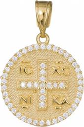Χρυσό κρεμαστό Κωνσταντινάτο Κ14 με λευκές πέτρες ζιργκόν 033744 033744 Χρυσός 14 Καράτια