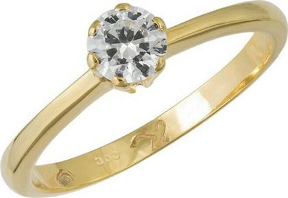 Χρυσό μονόπετρο δαχτυλίδι Κ14 με ζιργκόν 039359 039359 Χρυσός 14 Καράτια