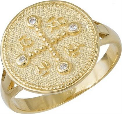 Χρυσό σεβαλιέ δαχτυλίδι Κ9 Κωνσταντινάτο με ζιργκόν 040227 040227 Χρυσός 9 Καράτια