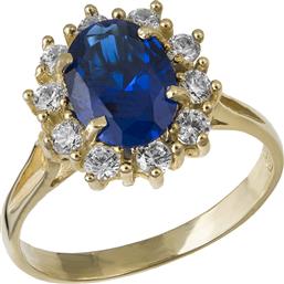 Δαχτυλίδι ροζέτα με μπλε ζιργκόν 14Κ 021958 021958 Χρυσός 14 Καράτια από το Kosmima24