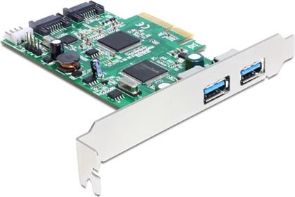 DeLock Κάρτα PCIe σε 2 εσωτερικές θύρες SATA III και 2 εξωτερικές θύρες USB 3.0