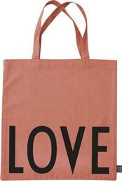 Design Letters Βαμβακερή Τσάντα για Ψώνια σε Ροζ χρώμα