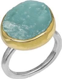 Δίχρωμο δαχτυλίδι 925 με Aqua Marine 037078 037078 Ασήμι