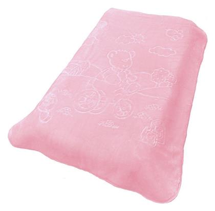 Κουβέρτα Κούνιας Bicycle Bear Βελουτέ Baby Pink 110x140εκ. Dimcol από το 24home