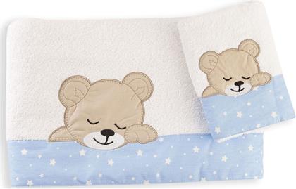 Dimcol Sleeping Bear Cub Σετ Βρεφικές Πετσέτες 11 White-Ciel 2τμχ από το 24home