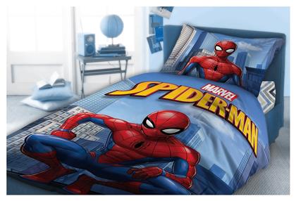 Dimcol Spiderman 813 Σετ Σεντόνια Μονά Βαμβακερά σε Μπλε Χρώμα 160x240cm 3τμχ