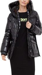 DKNY Κοντό Γυναικείο Puffer Μπουφάν για Χειμώνα Μαύρο από το Modivo