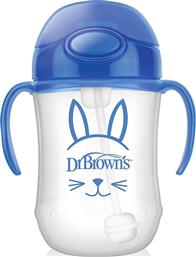 Dr. Brown's Παιδικό Ποτηράκι με Λαβές και Καλαμάκι ''Baby's First'' από Πλαστικό Μπλε 270ml για 6m+ από το Plus4u