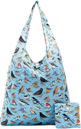 Eco Chic Wild Birds Υφασμάτινη Τσάντα για Ψώνια σε Γαλάζιο χρώμα