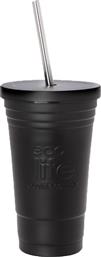 Ecolife Cup Ποτήρι Θερμός με Καλαμάκι σε Μαύρο χρώμα 0.48lt από το Sportcafe