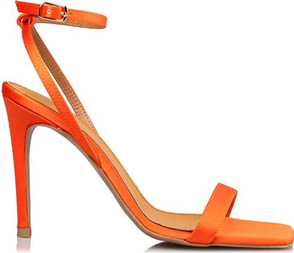 Envie Shoes Υφασμάτινα Γυναικεία Πέδιλα με Λεπτό Ψηλό Τακούνι σε Πορτοκαλί Χρώμα από το MyShoe
