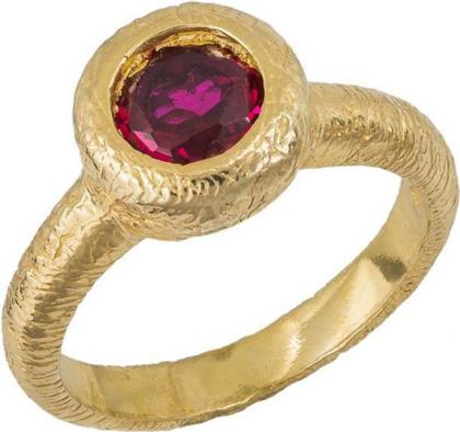Επίχρυσο δαχτυλίδι με κόκκινο ζιργκόν 925 022913 022913 Ασήμι