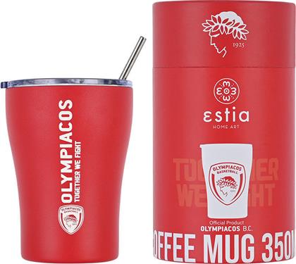 Estia Coffee Mug Save The Aegean Ποτήρι Θερμός Ανοξείδωτο BPA Free Κόκκινο 350ml με Καλαμάκι από το Zakcret Sports