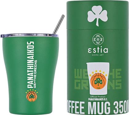 Estia Coffee Mug Save The Aegean Ποτήρι Θερμός Ανοξείδωτο BPA Free Πράσινο 350ml με Καλαμάκι