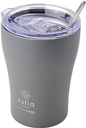 Estia Coffee Mug Save The Aegean Ποτήρι Θερμός Ανοξείδωτο BPA Free Grey 350ml με Καλαμάκι