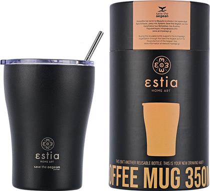 Estia Coffee Mug Save The Aegean Ποτήρι Θερμός με Καλαμάκι Midnight Black 350ml από το Spitishop