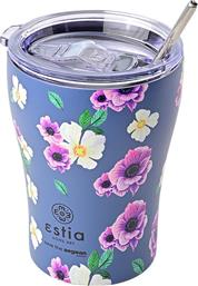 Estia Coffee Mug Save The Aegean Ποτήρι Θερμός Ανοξείδωτο BPA Free Μπλε 350ml με Καλαμάκι