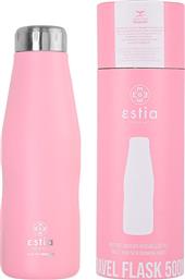 Estia Travel Flask Save the Aegean Ανακυκλώσιμο Μπουκάλι Θερμός Ανοξείδωτο BPA Free Blossom Rose 500ml