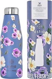 Estia Travel Flask Save the Aegean Ανακυκλώσιμο Μπουκάλι Θερμός Ανοξείδωτο Garden Blue Estia 500ml από το Zakcret Sports